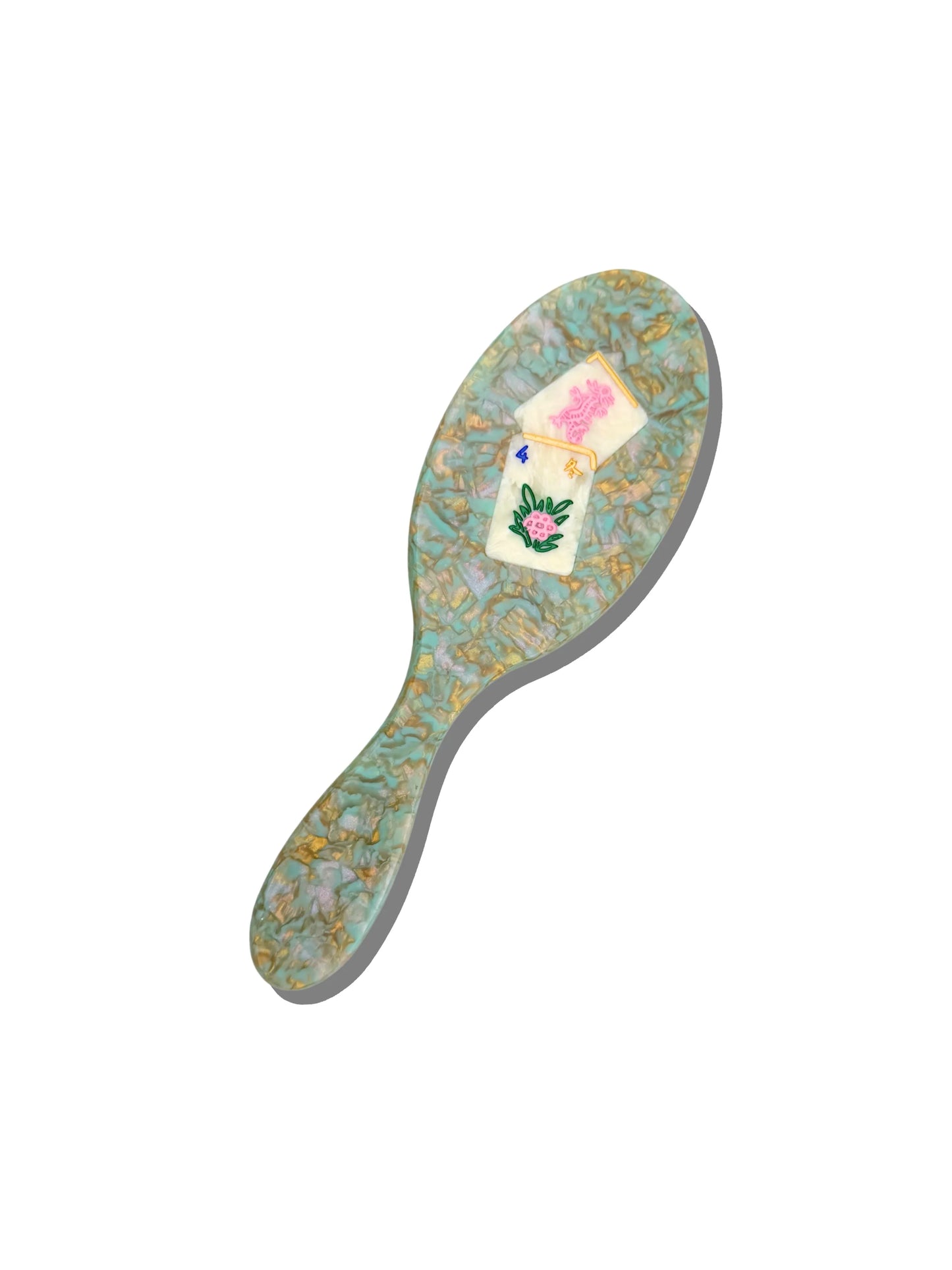 FLOWER HAND PAINTED MAHJONG HAIRBRUSH