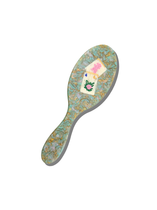 FLOWER HAND PAINTED MAHJONG HAIRBRUSH