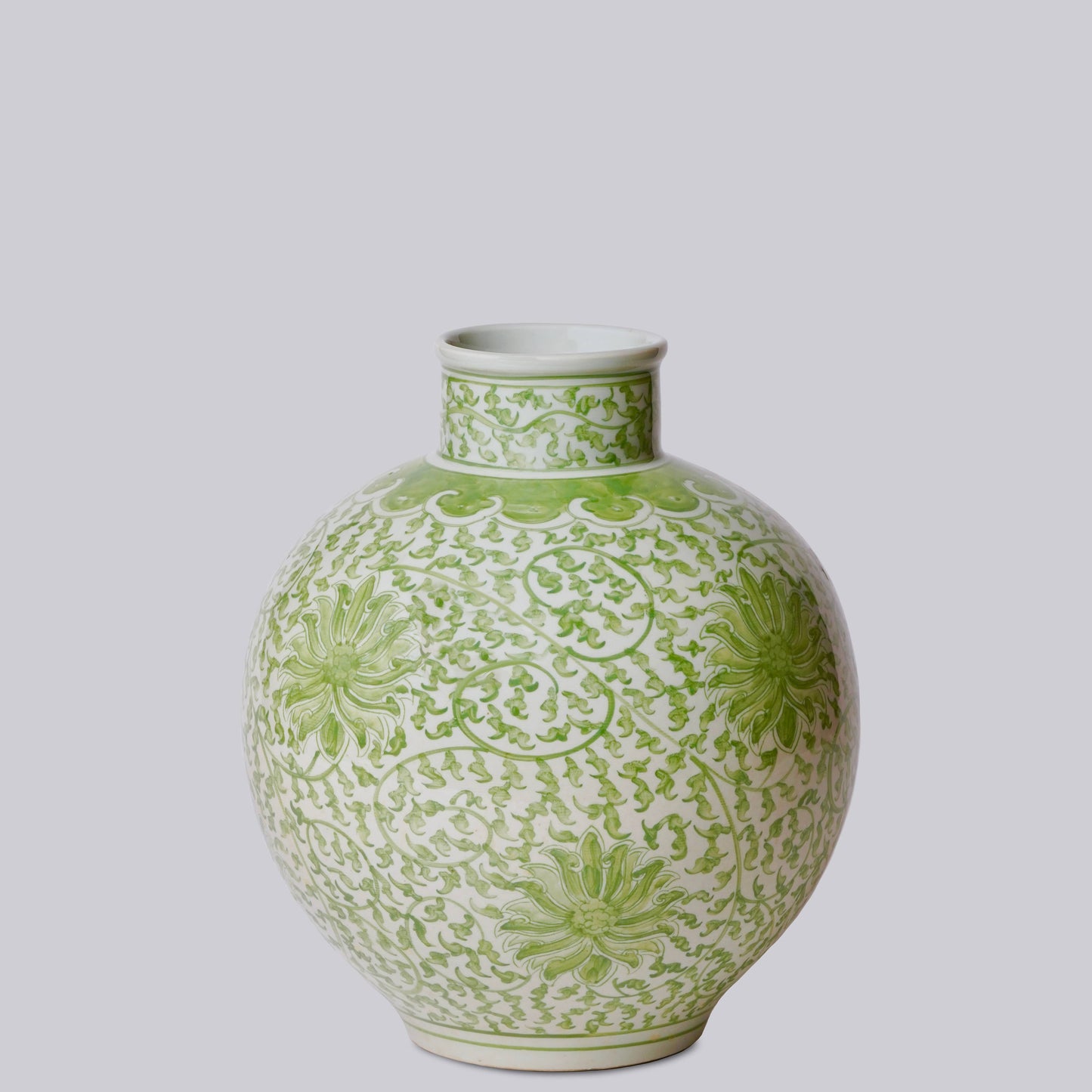 GREEN SCROLLING LOTUS VASE