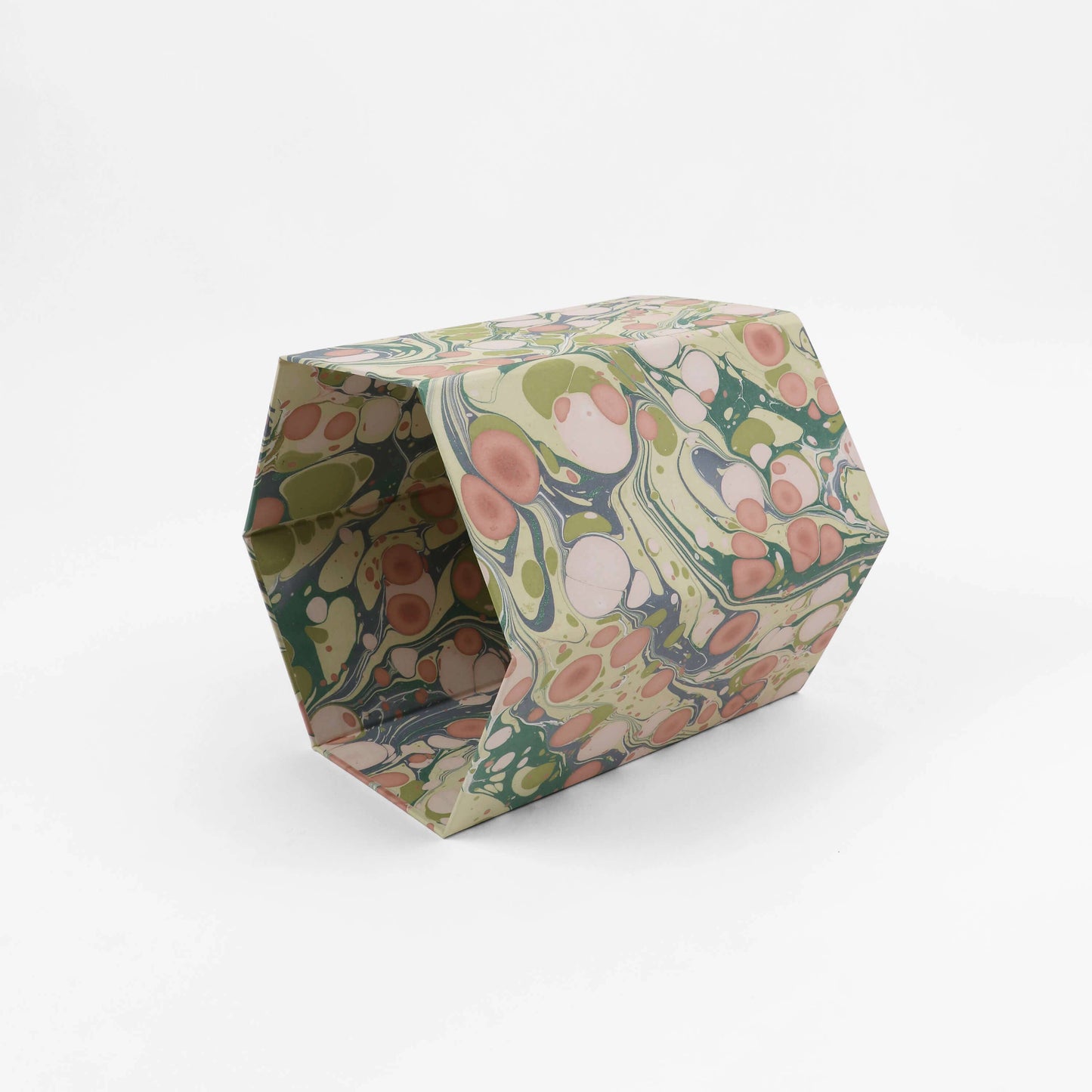 MARBLED HEXAGON COLLAPSIBLE BASKET - MOSS BUBBLE