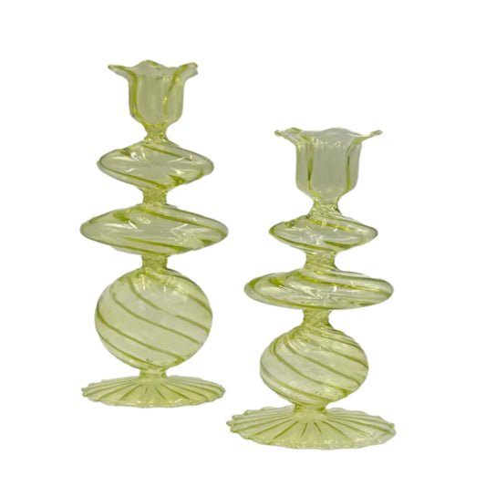 SMALL SWIRL GLASS CANDLESTICK