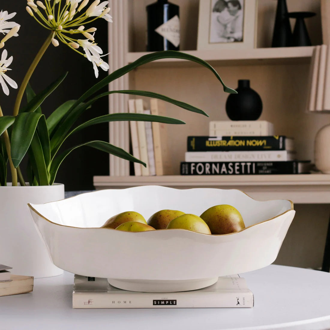 BOWL - LARGE ENCANTO DAKOTA (CREAM AND WHITE)