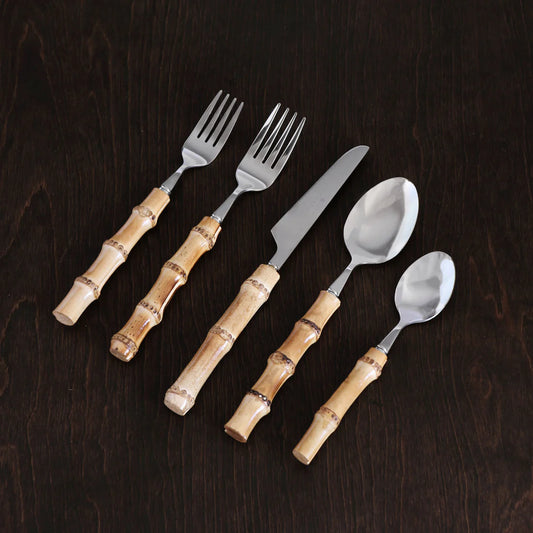FLATWARE SET - VIDA BAMBOO STAINLESS - SET OF 5