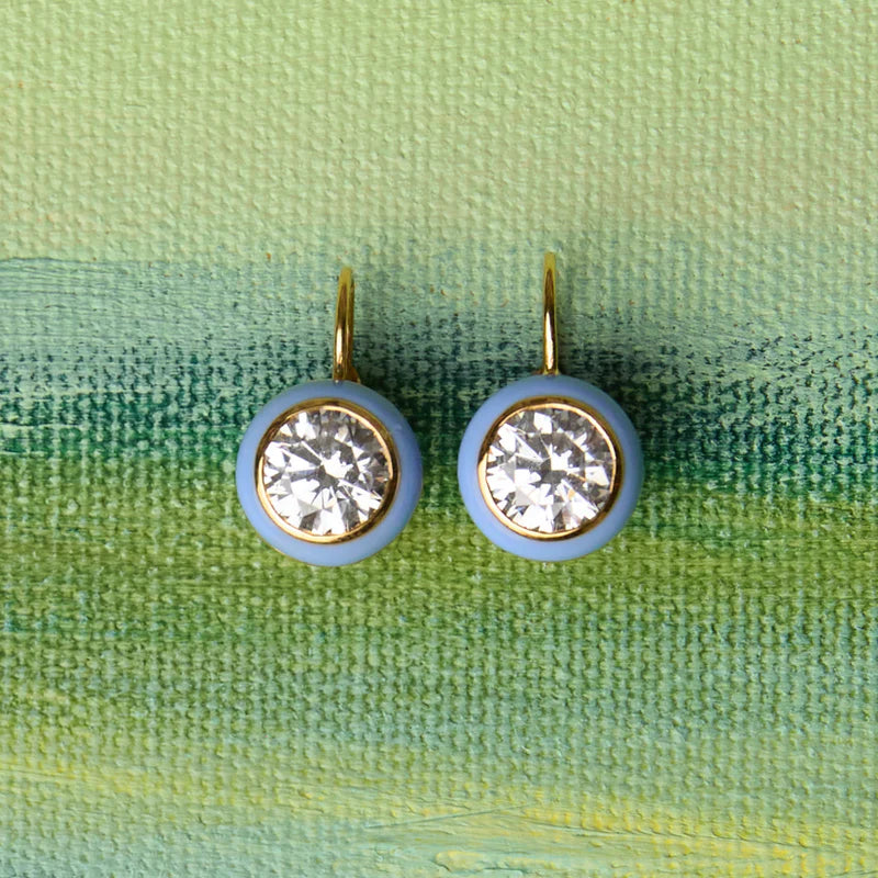 ENAMEL BEZEL DROP EARRING