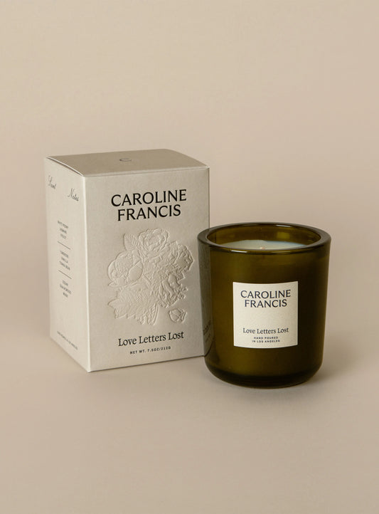 CANDLE - CAROLINE FRANCIS - LOVE LETTERS LOST - 7.5 OZ