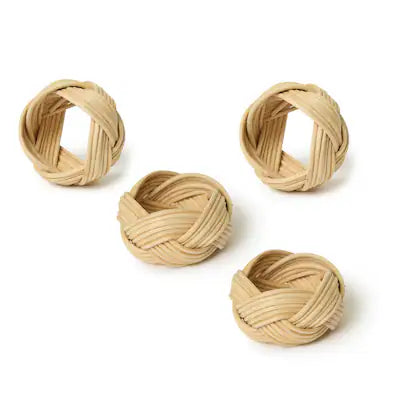BRAIDED WEAVE NAPKIN RINGS NATURAL S/4