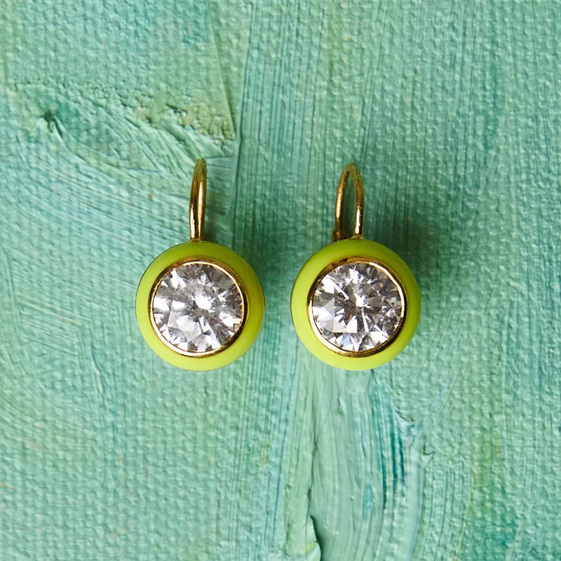 ENAMEL BEZEL DROP EARRING