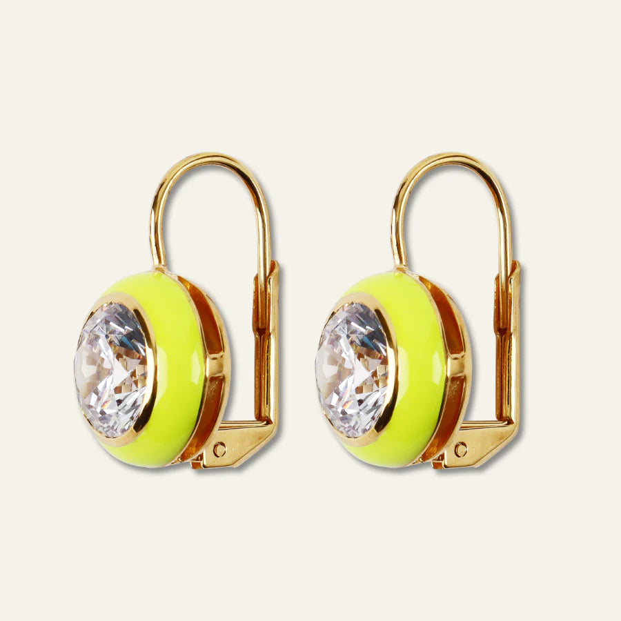 ENAMEL BEZEL DROP EARRING