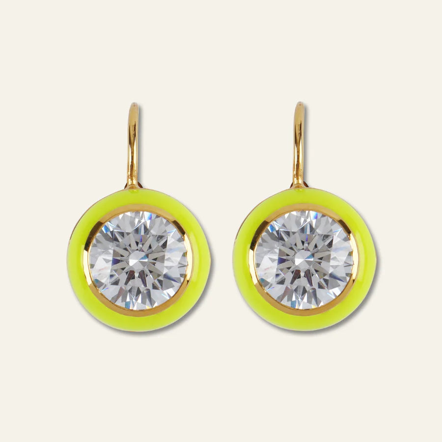 ENAMEL BEZEL DROP EARRING
