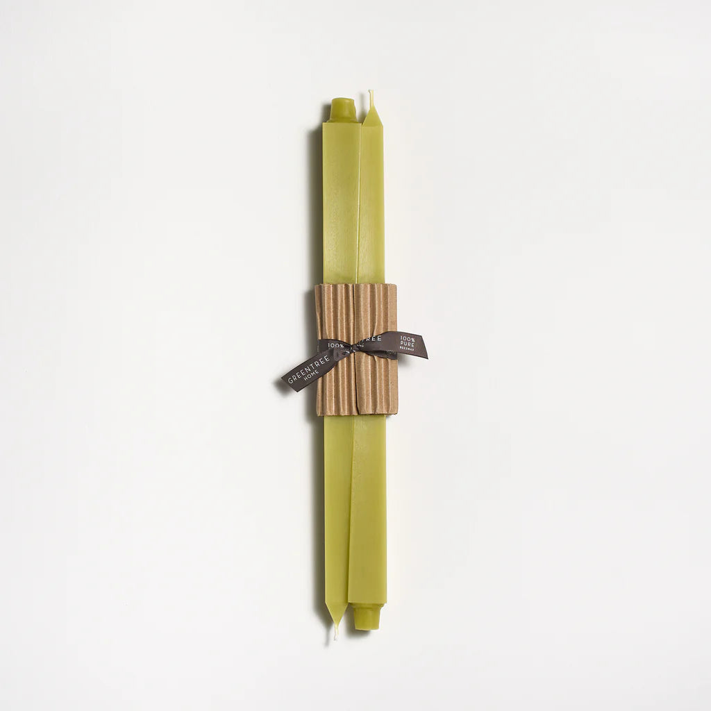 16" GREEN TREE BEESWAX TAPER CANDLES