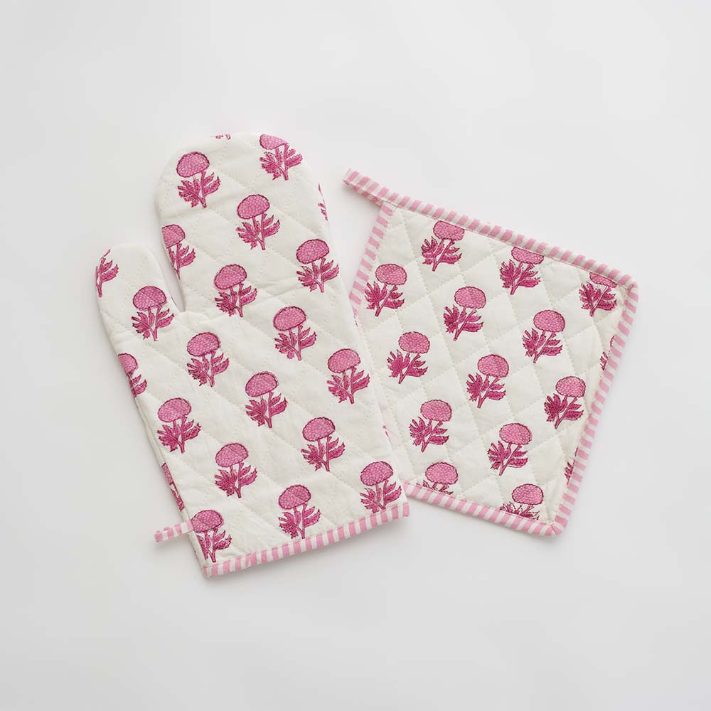 ROSE OVEN MITT SET
