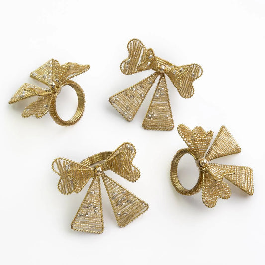 GOLD BOW BEADED NAPKIN RING
