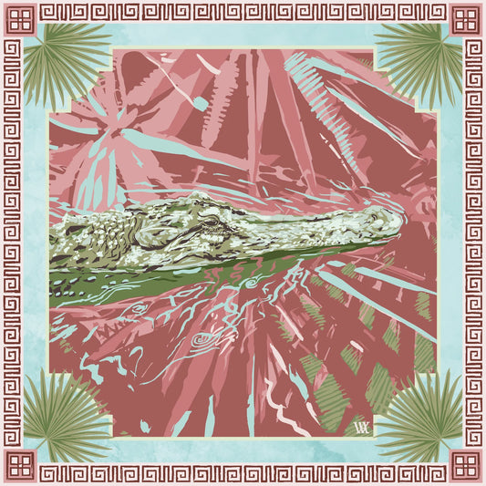 ALLIGATOR DOUBLE SIDES SILK SCARF