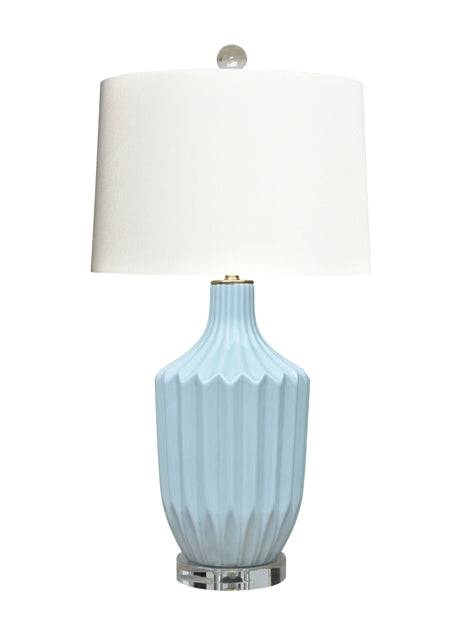 WHITE RAIN PLEATED PORCLEIN VASE LAMP