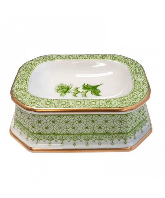 MOTTAHEDEH APPLE GREEN LACE MASTER SALT DISH OR SOAP DISH