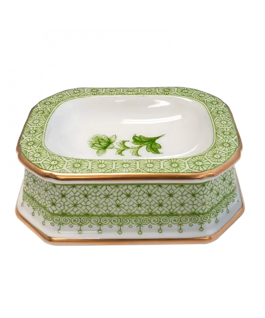 MOTTAHEDEH APPLE GREEN LACE MASTER SALT DISH OR SOAP DISH
