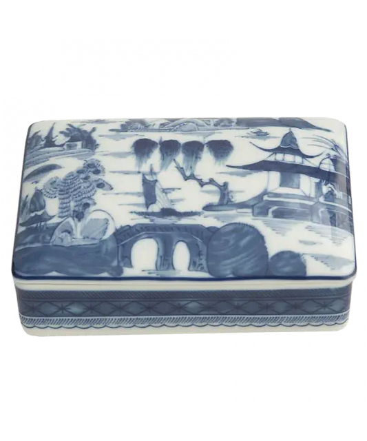 MOTTAHEDEH BLUE CANTON LARGE RECTANGLE BOX