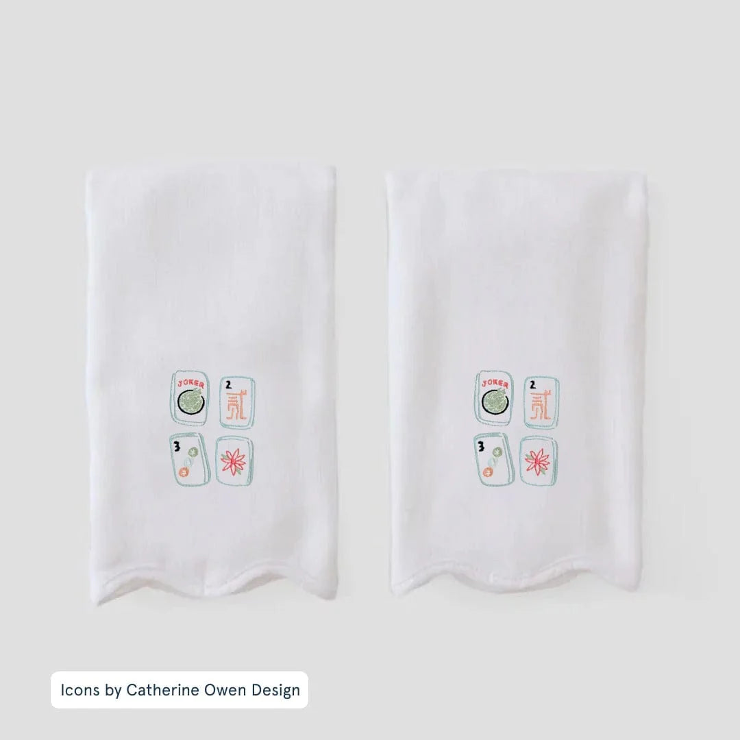 POWDER BATH TOWEL - SCALLOPED - MAHJONG TILES