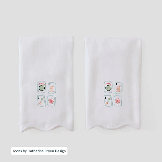 POWDER BATH TOWEL - SCALLOPED - MAHJONG TILES