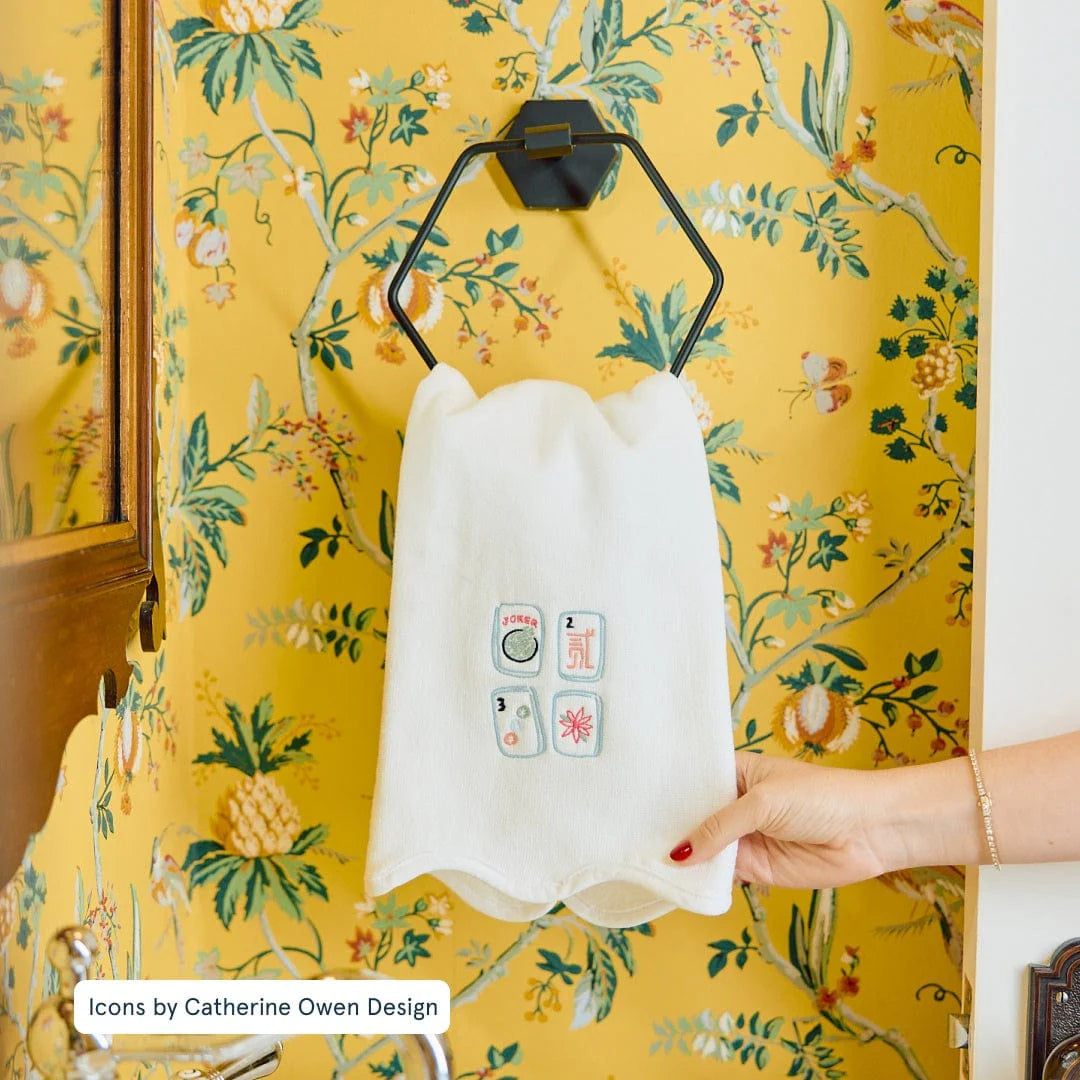 POWDER BATH TOWEL - SCALLOPED - MAHJONG TILES