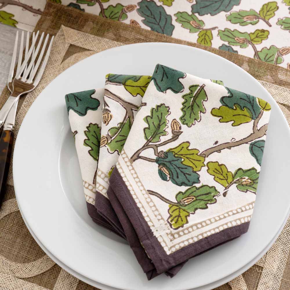 MAPLE AND ACORN NAPKIN SET OF 4