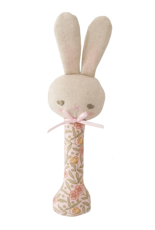 BABY BUNNY STICK RATTLE BLOSSOM LILY PINK