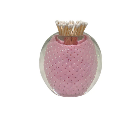 HANDBLOWN GLASS MATCH STRIKER WITH MATCHES