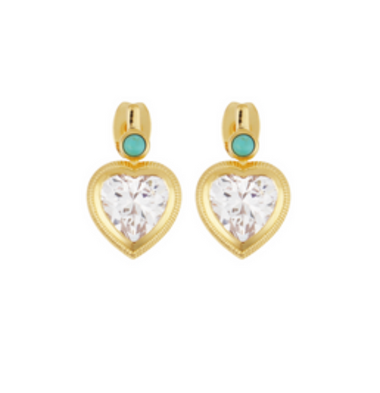 BEZEL HEART EARRINGS WITH TURQUOISE