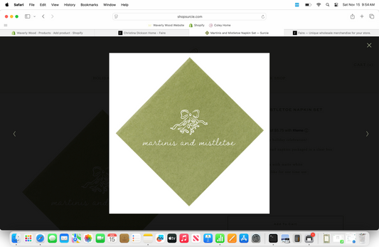 MARTINIS AND MISTLETOE NAPKINS SET OF 25