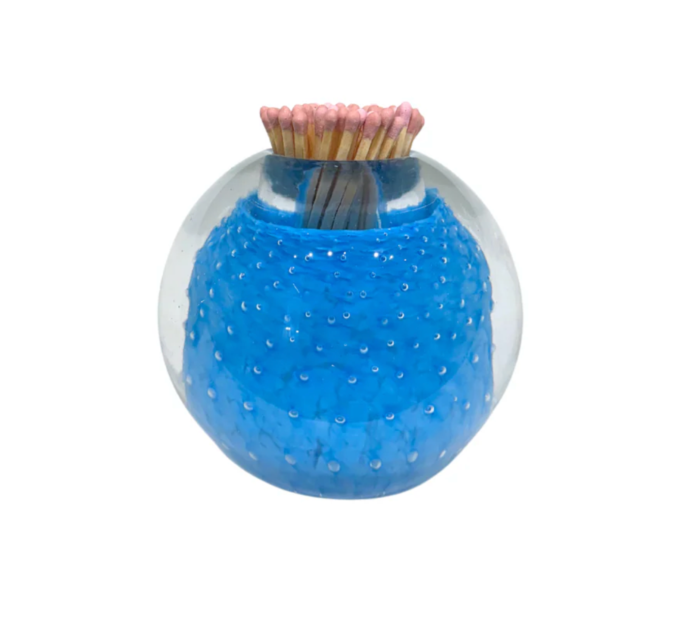 HANDBLOWN GLASS MATCH STRIKER WITH MATCHES