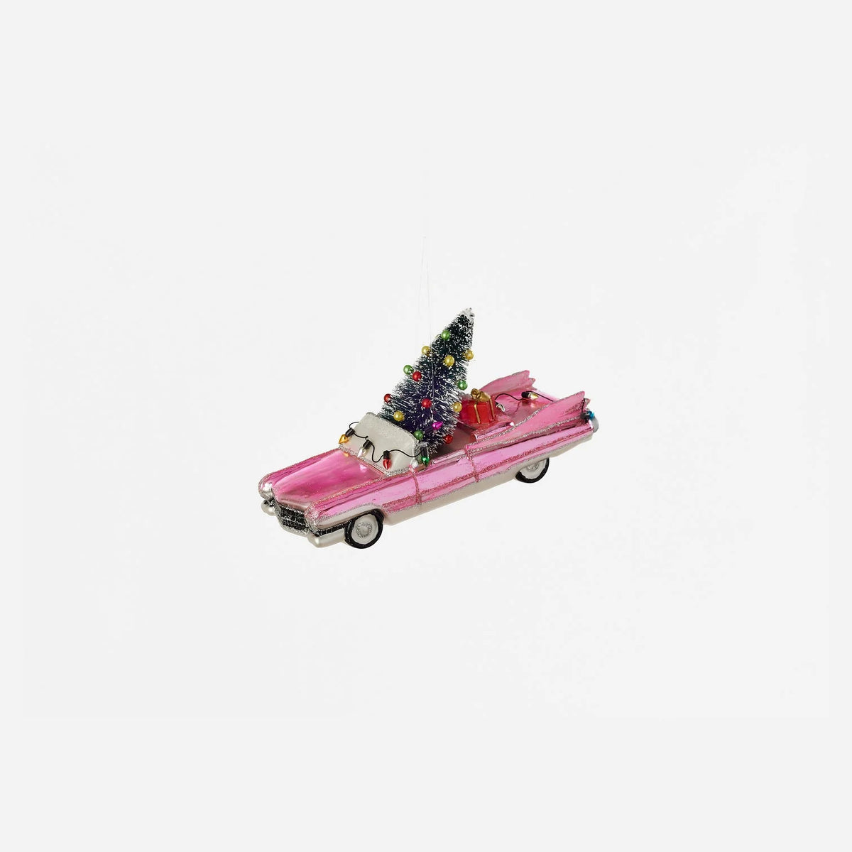 OVERSIZED PINK CADILLAC WITH TREE ORNAMENT