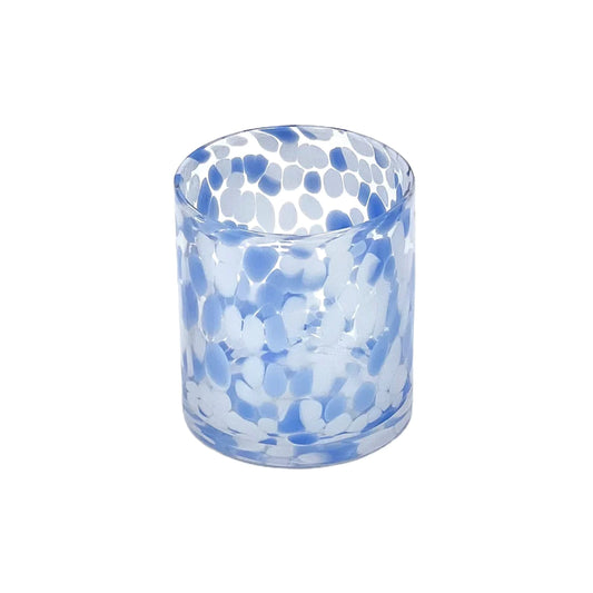 TUMBLER CLEAR WITH WHITE AND BLUE DOT SET/4