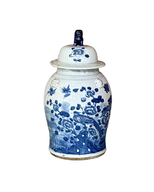 EXTRA LARGE BLUE & WHITE TEMPLE JAR