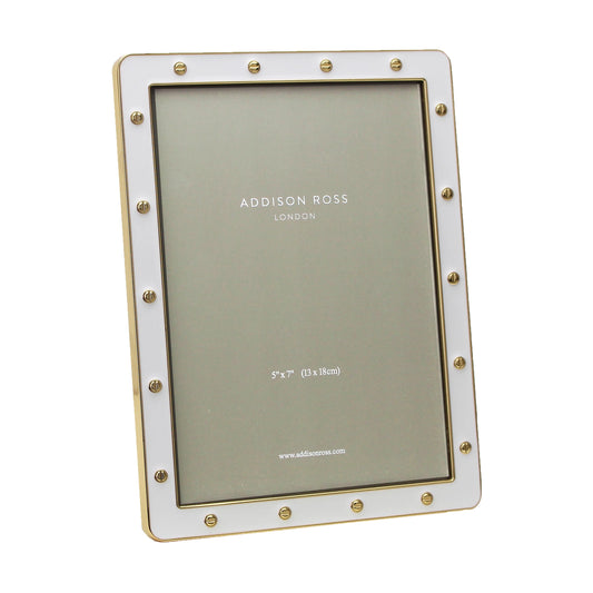 WHITE ENAMEL AND GOLD FRAME