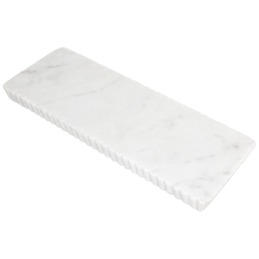 WHITE MARBLE VANITY TRAY WITH GROOVING