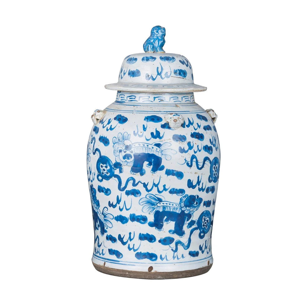 VINTAGE TEMPLE JAR LION MOTIF