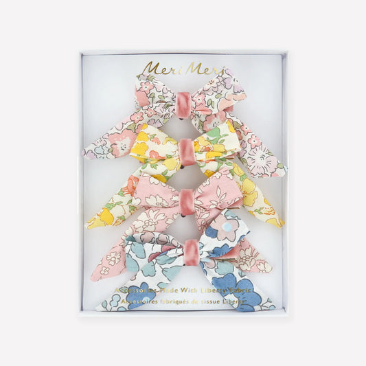FLORAL PATTERN BOW HAIR CLIPS