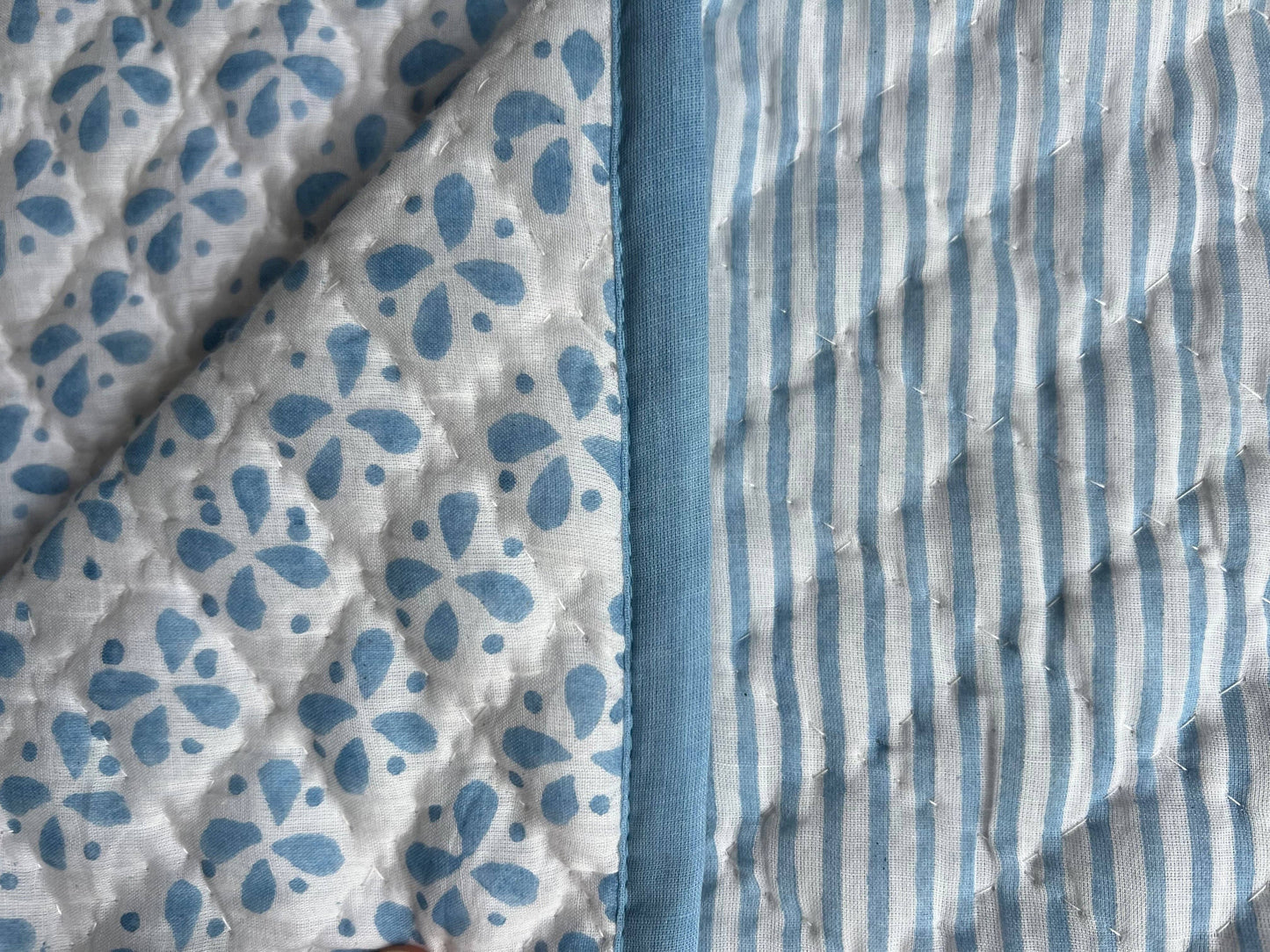 REVERSIBLE BABY QUILT BLUE