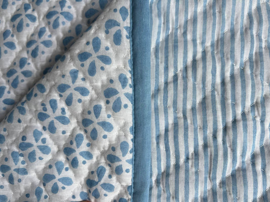 REVERSIBLE BABY QUILT BLUE