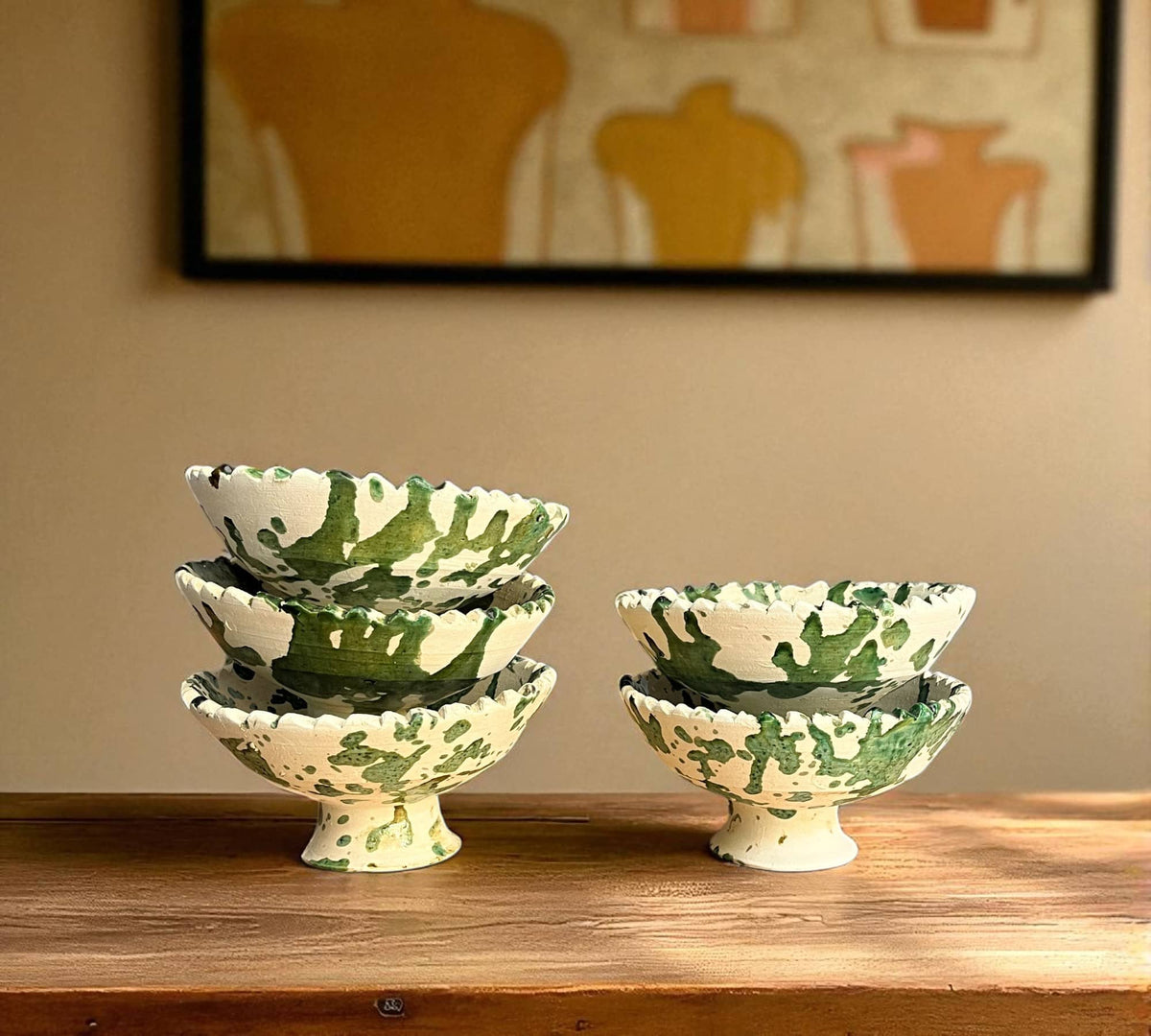 GREEN SPLATTER HANDMADE MOROCCAN PLANTER