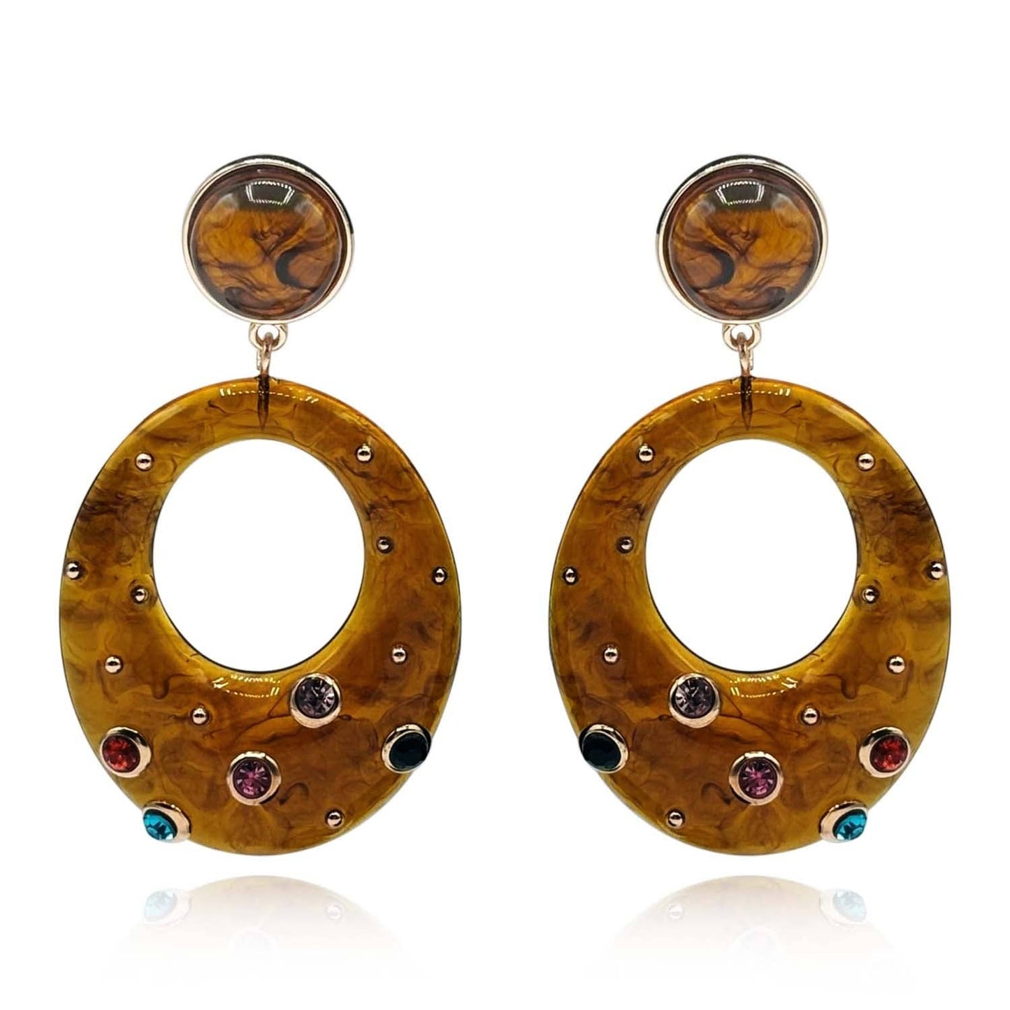 STUDDED TORTOISE RESIN EARRINGS