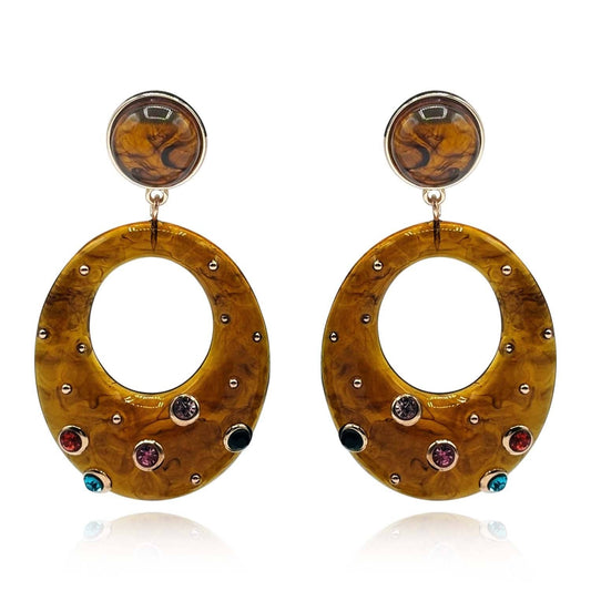 STUDDED TORTOISE RESIN EARRINGS