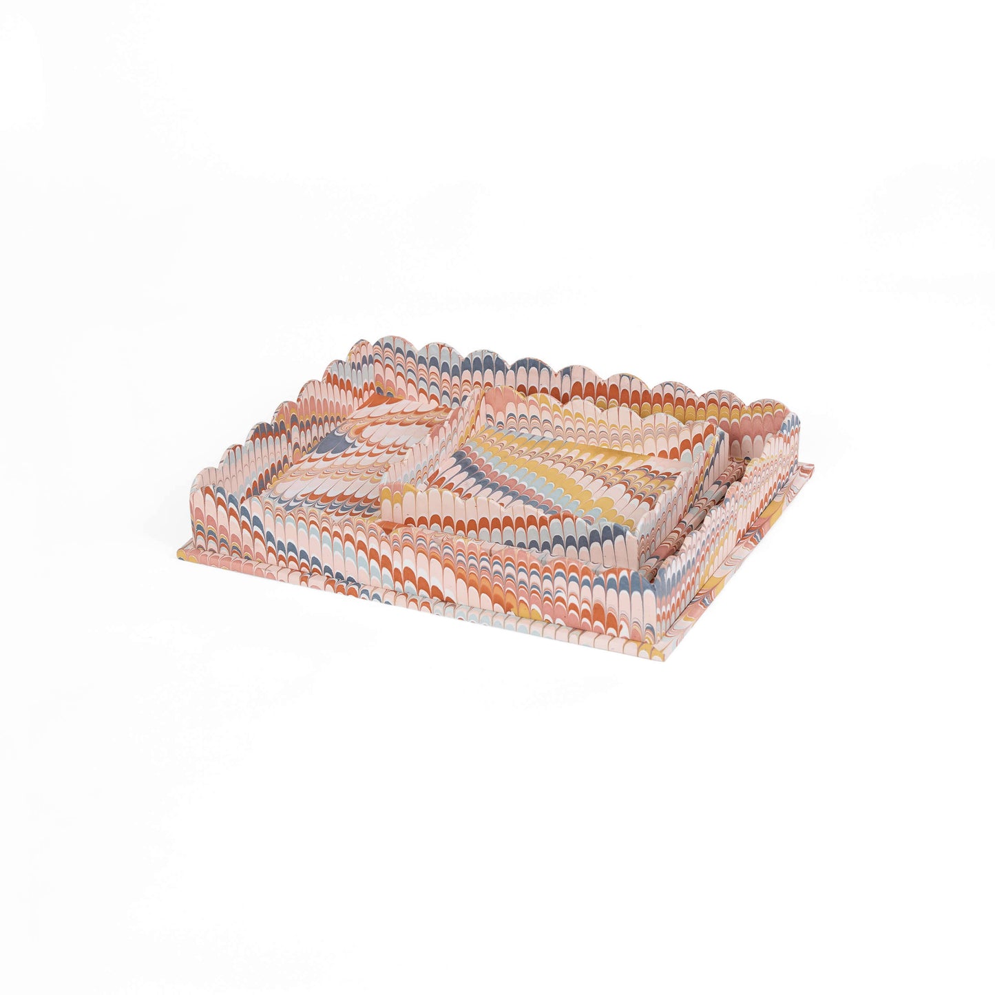 MARBLED SCALLOPED DESK TRAY SET - TWILIGHT MOUNTAIN