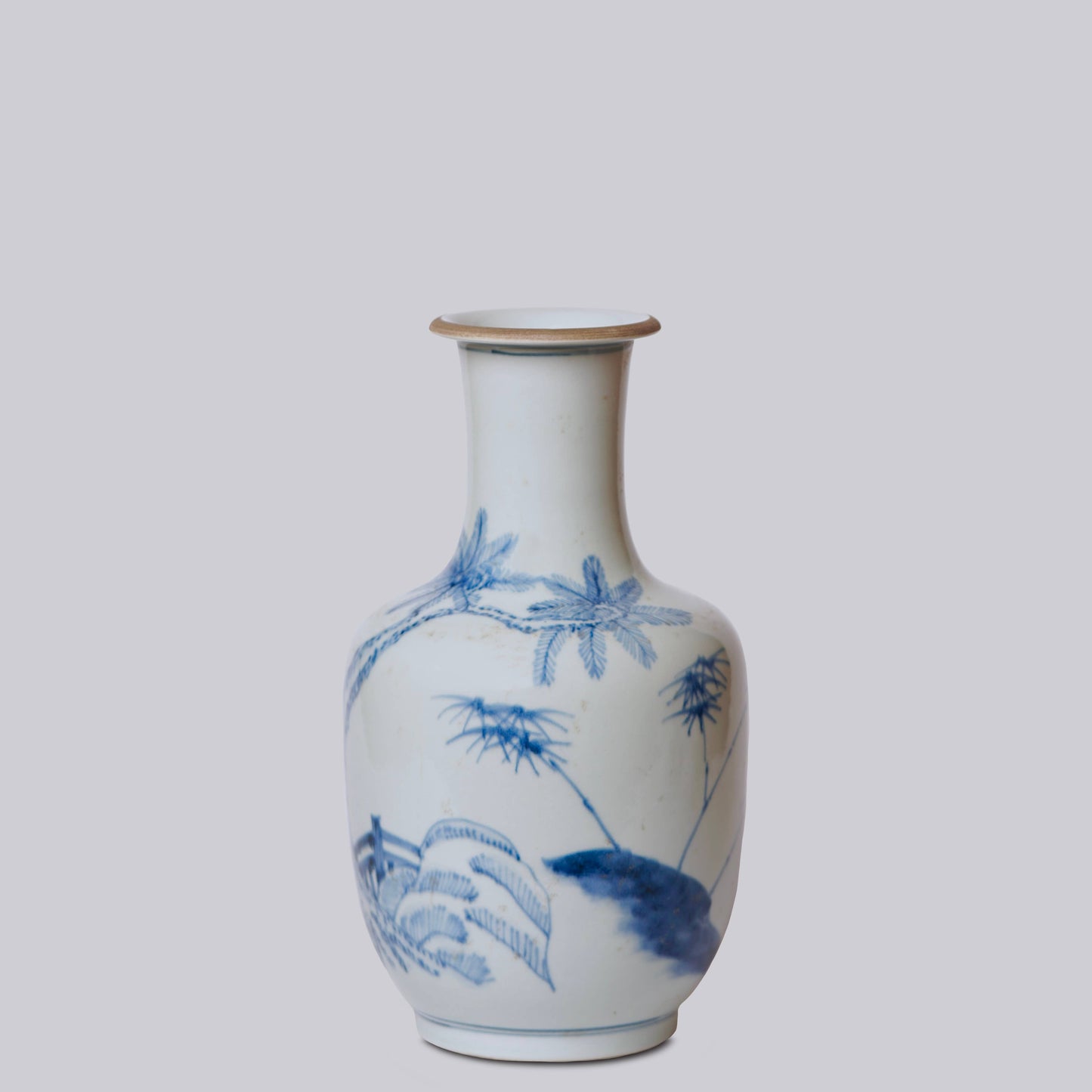 BAMBOO BLUE AND WHITE PORCELAIN MALLET VASE