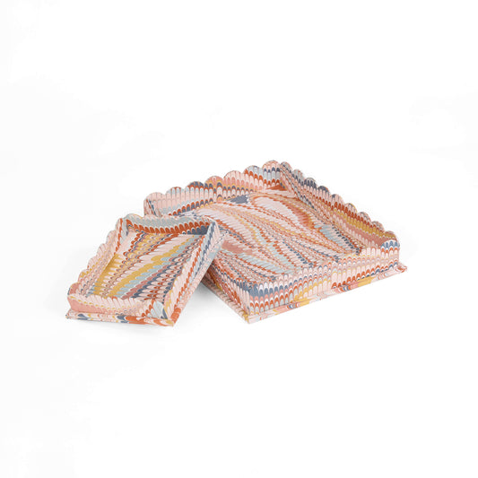 MARBLED SCALLOPED DESK TRAY SET - TWILIGHT MOUNTAIN