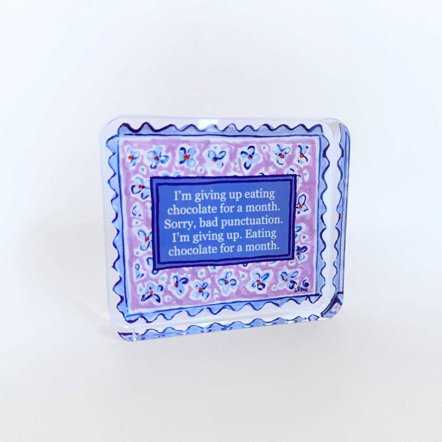 EATING CHOCOLATE ACRYLIC BLOCK