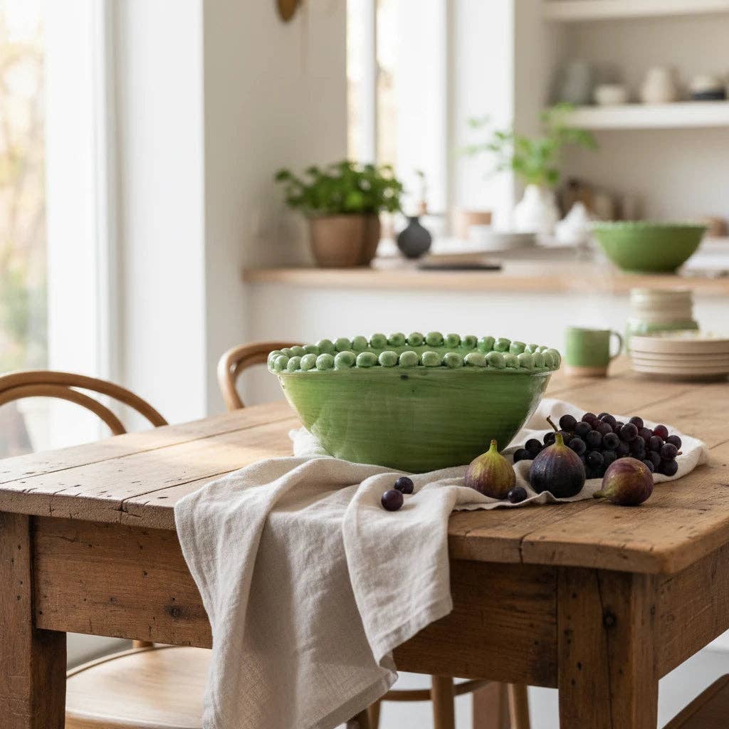 HANDMADE GREEN CERAMIC BOWL