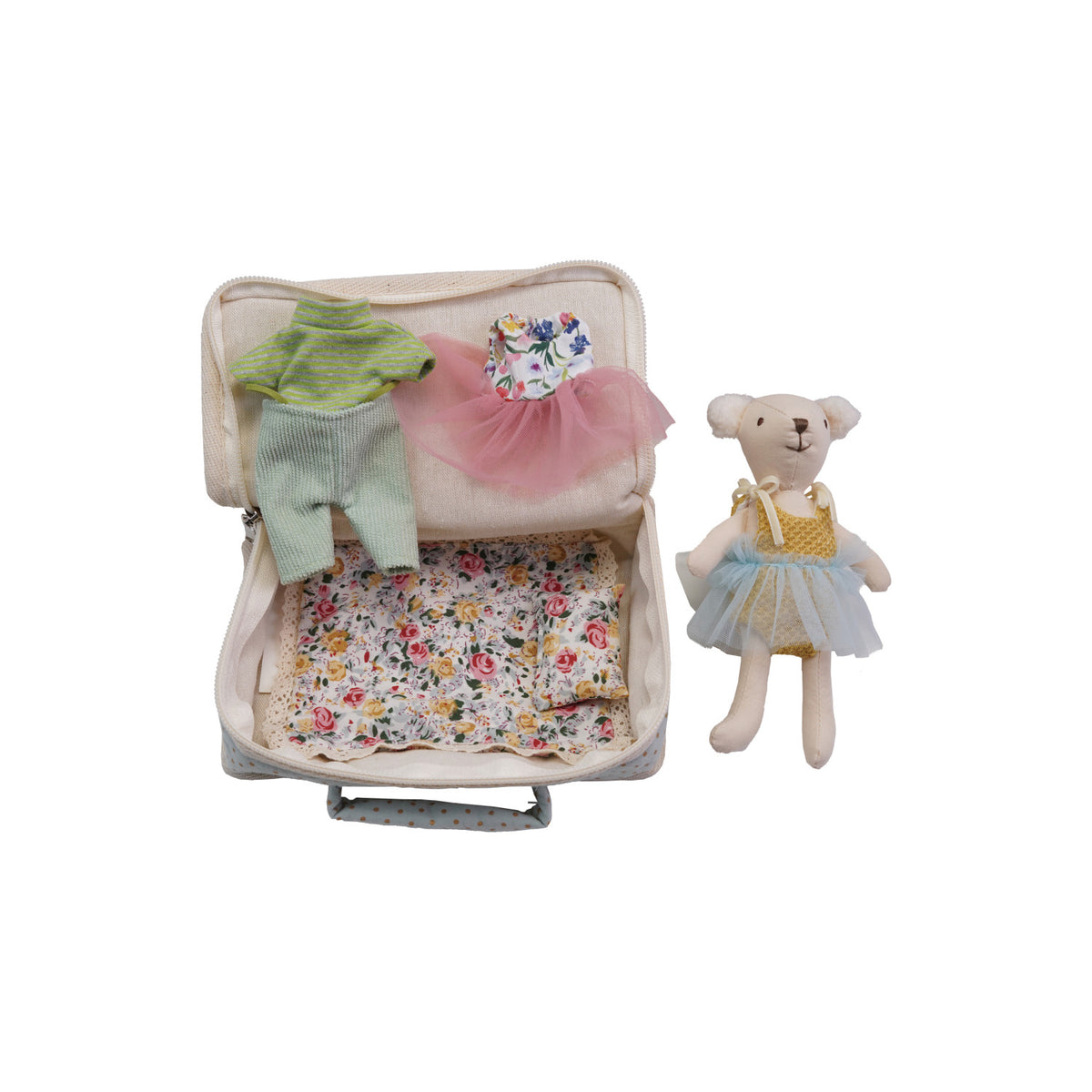 SUITCASE BED WITH PLUSH BEAR SET OF 6