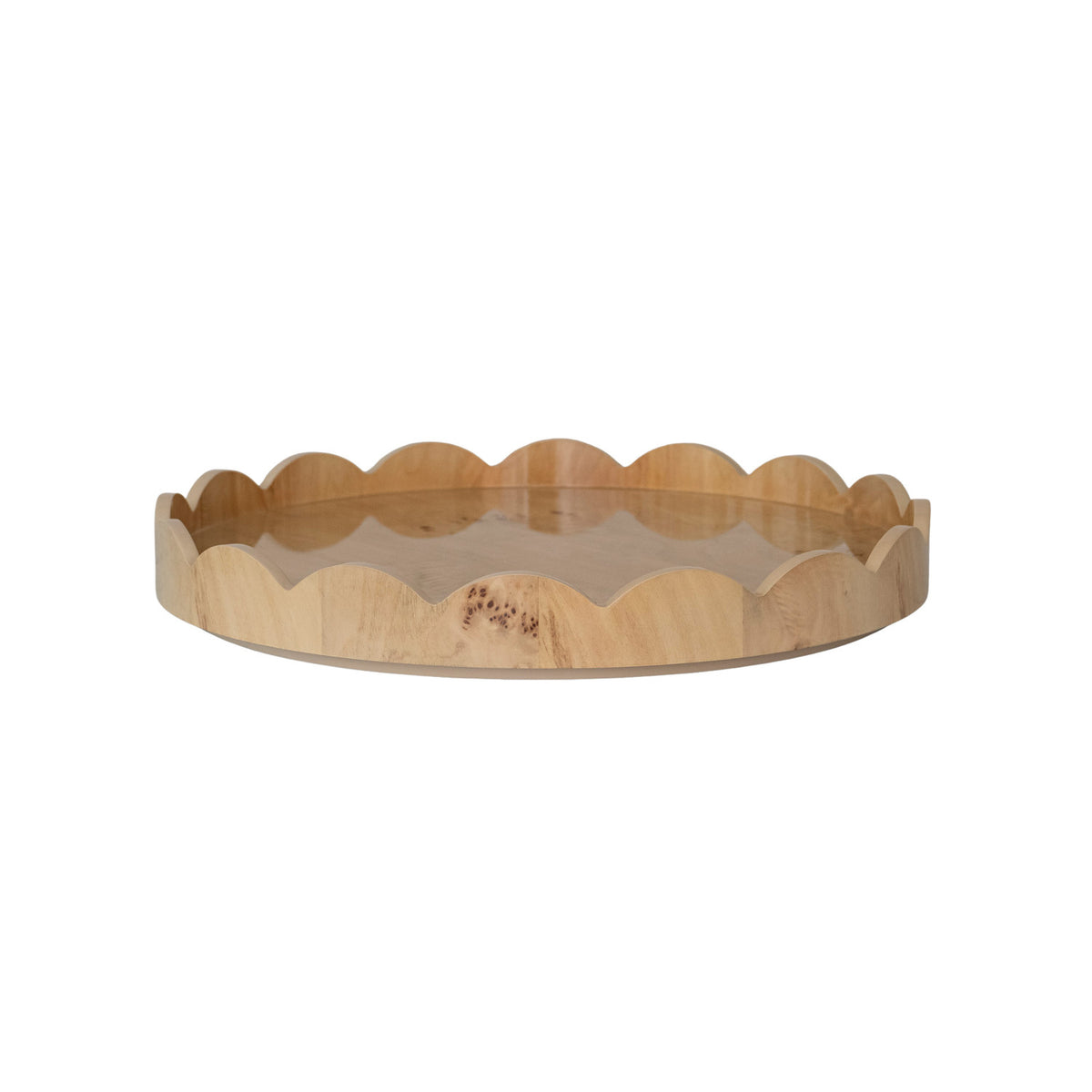 BURL WOOD VENEER SCALLOPED TRAY