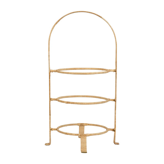 PROVENCE RATTAN TRIPE TIERED SERVER WHITEWASH